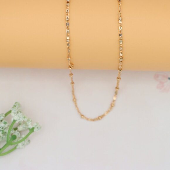 "Dainty Rose Gold Beaded Chain Necklace with Delicate Link Design , XPNL0165 - Picture 7 of 12